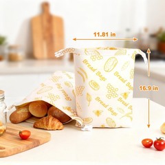 Bees Wax Bread Bags for Homemade Sourdough – 2 17in x 0.2in x 13in, yellow