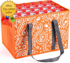 4 Pack Reusable Grocery Bags Collapsible Large Storage Box Bag with Reinforced