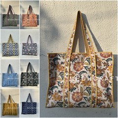 Floral Animal Print Cotton Quilted Multipurpose Tote Bag Market Bag – 10 Pcs Lot