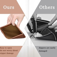 3PCS Pouchic Snap Closure Pouches, Pu Leather Small Makeup Bag 3PCS, BROWN