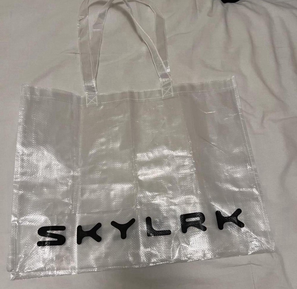 SKYLRK Clear Plastic Foldable Reusable Shopping Bag Modern Style with Handles