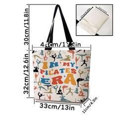 My Pilates Era Tote Bag Reusable Aesthetic Shopping Handbag Zipper Pocket