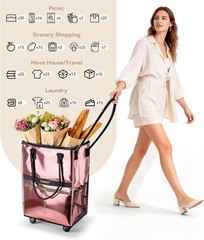 67-120L Rolling Shopping Bag with 5 Wheels Foldable Grocery Utility Cart New