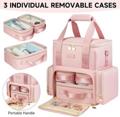 Extra Large Makeup Bag,4 in 1 Cosmetic Storage Organizer Large, Pink01