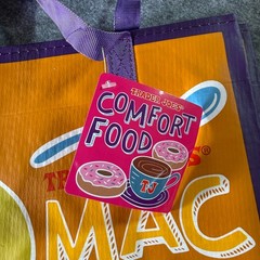 Trader Joe’s Comfort Food Reusable Grocery Bag Multicolor Mac & Cheese PB & Jam