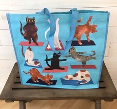 YOGA Cats TJ Maxx Reusable Shopping Bag Cute Exercise Kitty Cat Tote NEW