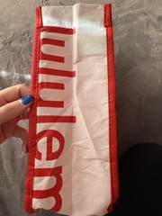 Lululemon Foldable Red White Recycled Modern Reusable Shopping Bag