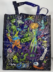 Ooze Life Graphic Reusable Shopping Bag 16”x14”x6” Space Aliens Amazing Colors