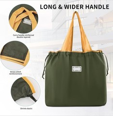 Foldable Spacious Lightweight Washable Water-Repellent 2 Pack Foldable Tote Bags