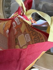 Trader Joe’s Cheese Experience Foldable Canvas Reusable Shopping Bag Yellow Red