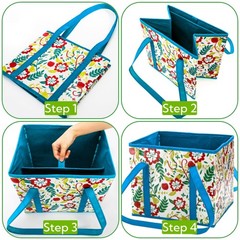 Nagpew 4 Pack Reusable Grocery Bags, Large HeavyDuty Shopping Tote with Box S…