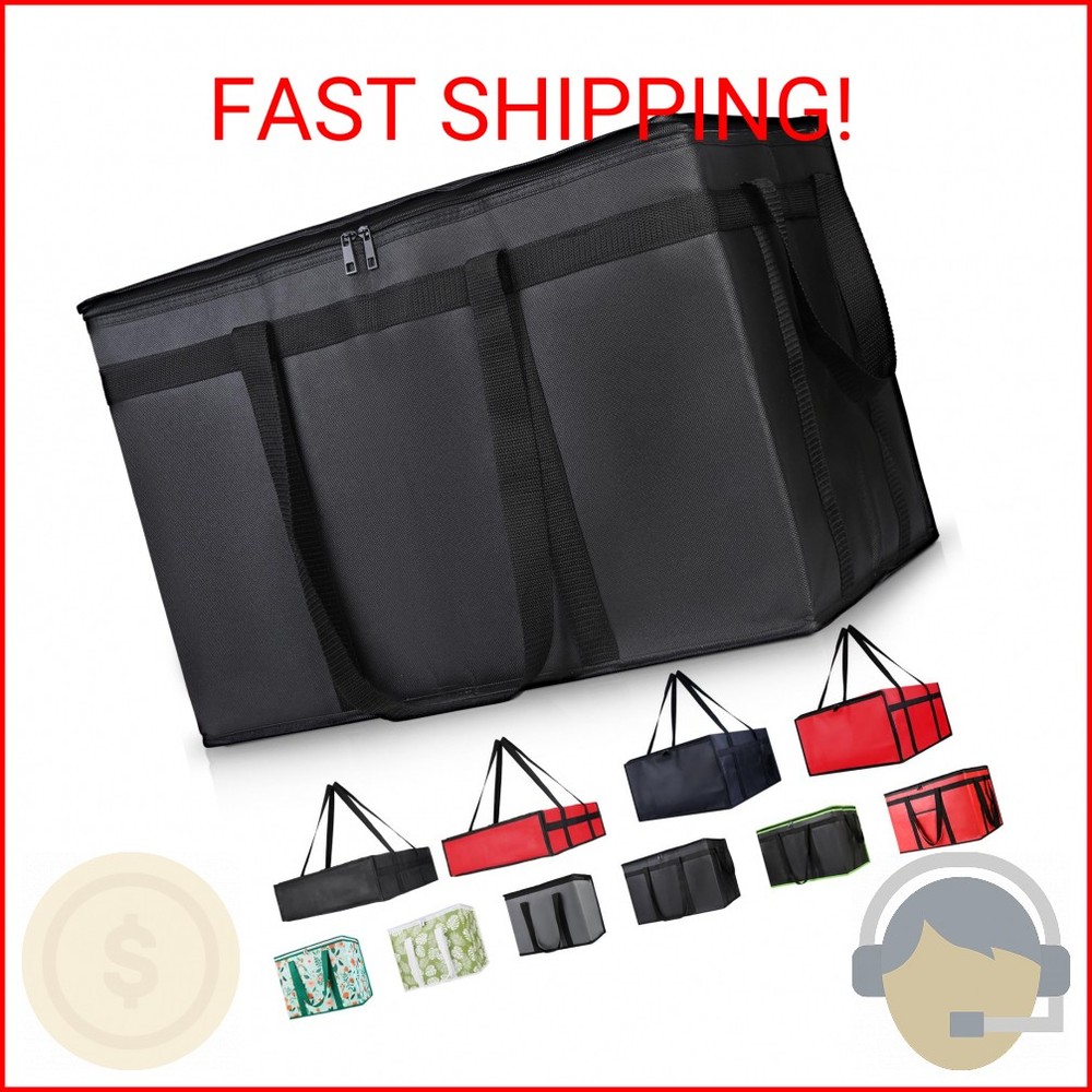 CIVJET Insulated Food Delivery Bag, XXXL Insulated Reusable Grocery Cooler/Hot B