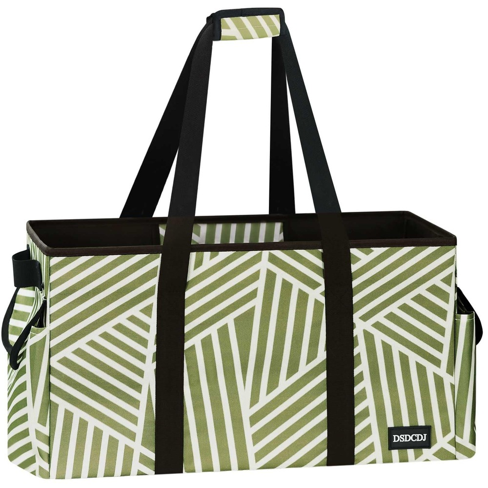 Extra Large Utility Tote Bag Hard Bottom Heavy Duty Grocery 22.5x11x12 Inch