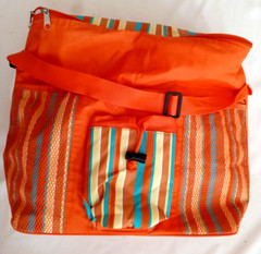 Orange Large Insulated Shopping Travel Bag Zip 13″x13″x6″W/Bottle Bag Zip-2/pc