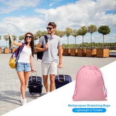 3pcs Reusable Drawstring Bags, 10×12.6″ Multipurpose Bags, Pink
