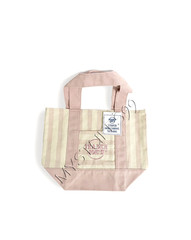 TRADER JOE’S STRIPED MINI CANVAS TOTE BAG “PALE PINK” SUMMER LIMITED EDITION NWT