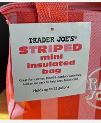 Trader Joes mini insulated bag red and pink stripes