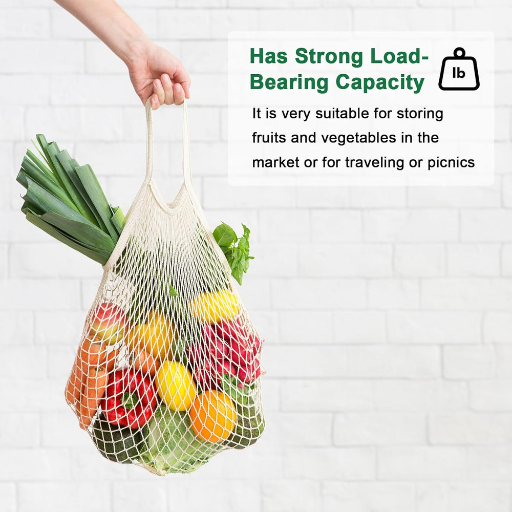 1-Pack Cotton Mesh Bag, Reusable Washable Mesh Net String Grocery Bags, Reusa…