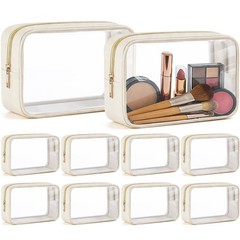 Abbylike 10 Pcs Clear Makeup Bags Bulk 7.87 x 5.12 x 2.56 inches, Light Beige