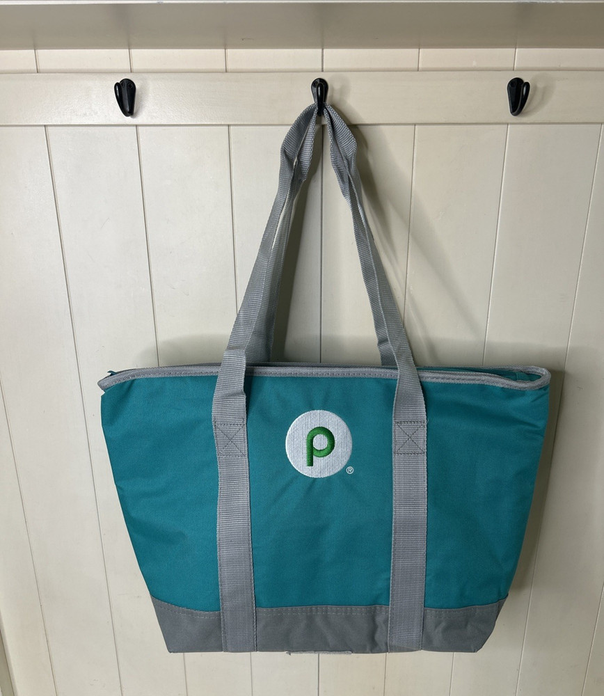 Publix Insulated Cooler Shopping Tote Reusable Bag – Teal Blue 20″
