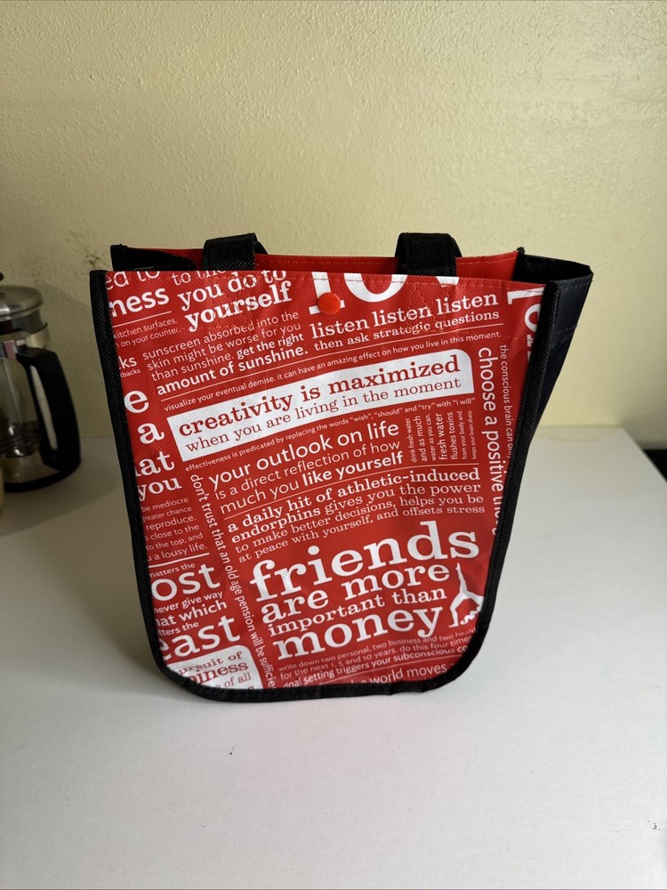 Lululemon Manifesto Small Reusable Shopping Tote Bag w/ Snap Closure Red Vintage