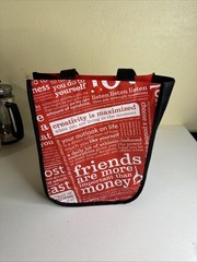 Lululemon Manifesto Small Reusable Shopping Tote Bag w/ Snap Closure Red Vintage
