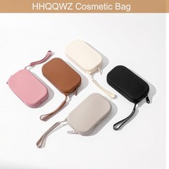 HHQQWZ Portable Silicone Makeup Bag for Women, Small Travel 01 Black