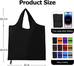 Foldable Shopping Bag, Washable Reusable Grocery with Holder, Nylon Lightweight