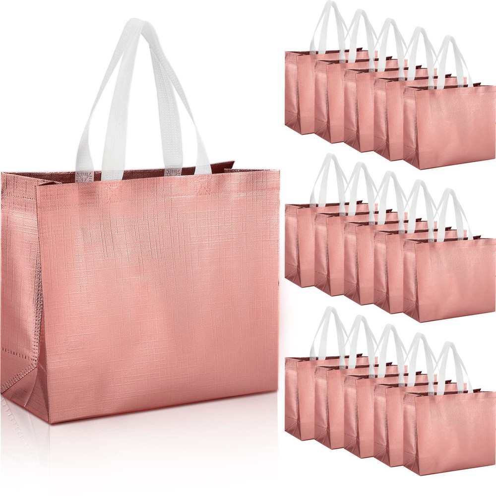 72 Pack Reusable Gift Bags with Handles Large Glossy Reusable Grocery Tote Ba…