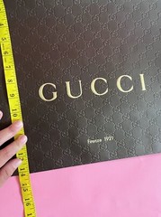 Gucci Paper Reusable Shopping Bag Rope Handle Brown 14″ x 19″ x 7″