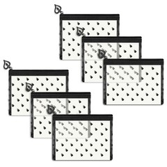 Fassave 6 Pack Mini Zipper Mesh Makeup Bags, Heart Print Nylon XS, Beige