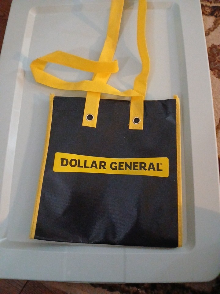 Dollar General Foldable Reusable Shopping Bag Black Yellow Non-woven Fabric