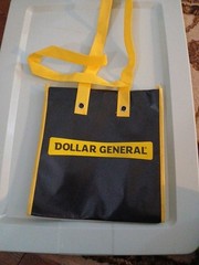 Dollar General Foldable Reusable Shopping Bag Black Yellow Non-woven Fabric