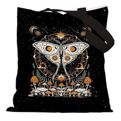 Goth Witchy Cottagecore Luna Moth Mushroom Tote Bag – Halloween Canvas Tote B…