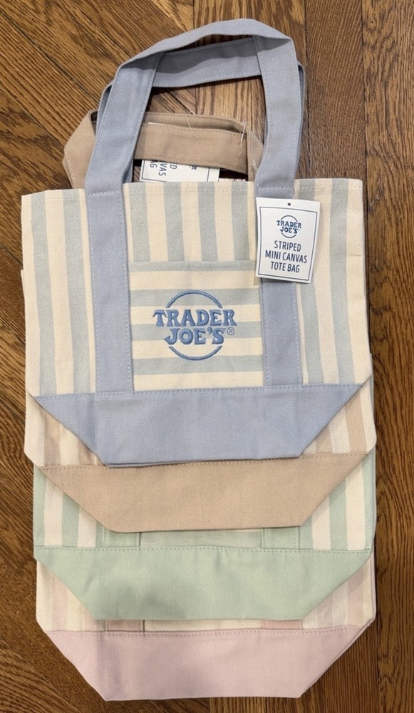 Trader Joe’s Striped Mini Canvas Tote Bag, Multicolor, Summer 2026 Tote, All 4