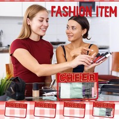 Abbylike 4 Pcs Makeup Bag Clear Letter Chenille Patch Red