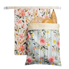 Augine Beeswax Bread Bag, 2 Pack 13 inches x 1 inch x 17 inches, Flower