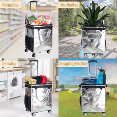 Reusable Grocery Bags on Wheels, Rolling Tote, 54L Portable Shopping Cart for Gr
