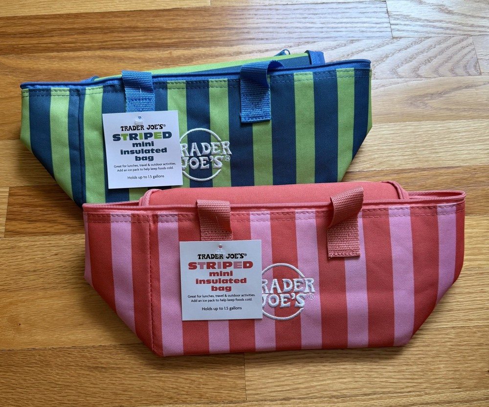 Trader Joe’s New Summer STRIPEs Mini Insulated Lunch Bag Set Of 2, NWT