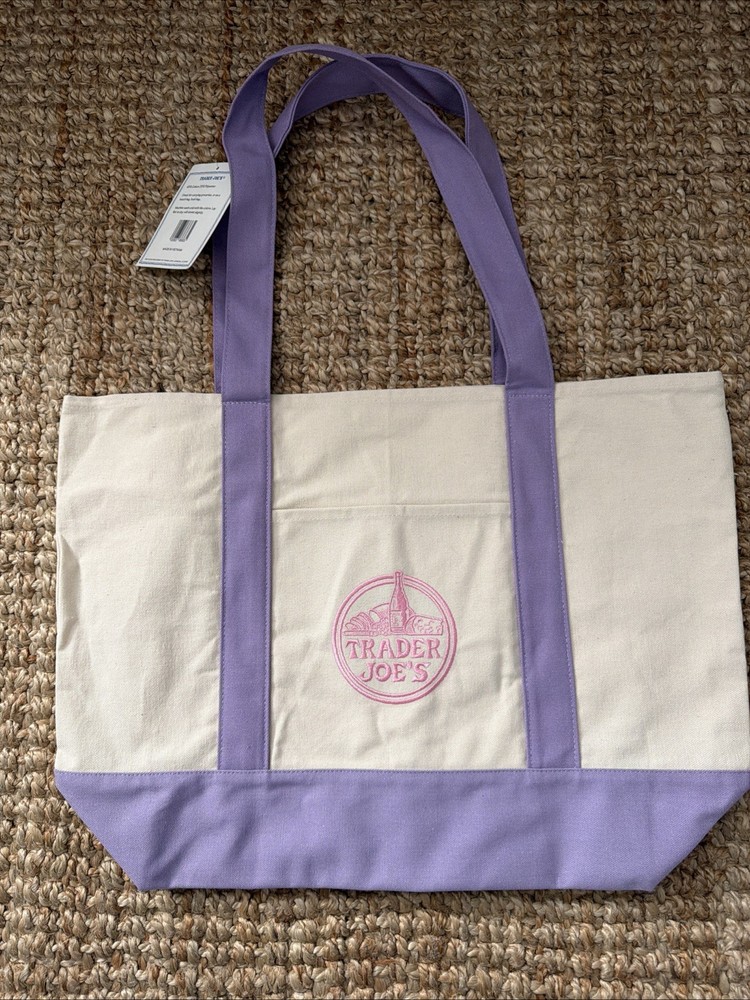 Trader Joe’s Large Canvas Tote Reusable Grocery Beach Bag NEW