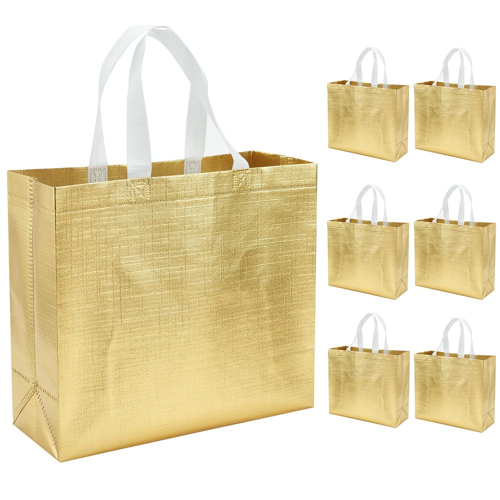 Reusable Large Gift Bags 6 Pack Handles Party Wedding Celebration Holiday
