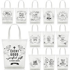 12 Pcs Christian Canvas Tote Bag for Mother’s Day Bible Religious Gift Bags B…