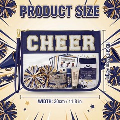 Ahdoma Cheer Makeup Bag Cheerleader Gifts Chenille Letter Cosmetic Navy