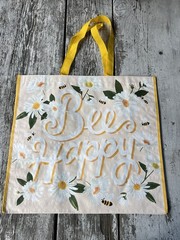 Bee HAPPY Large Reusable Shopping Bag TJ Maxx Eco Friendly Tote Bag Bee 🐝