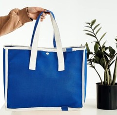 Reusable Canvas Eco Tote Bag Foldable Washable Dark Blue Kitchen Grocery Beach