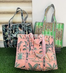Floral Animal Print Cotton Quilted Multipurpose Tote Bag Market Bag – 10 Pcs Lot