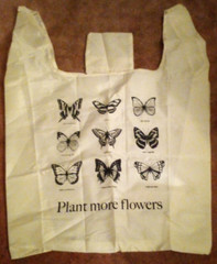 New “Plant More Flowers” Nylon Reusable Pouch With Built-In Pouch Butterfly