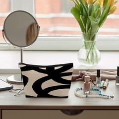 ignytiger Abstract Beige and Black Makeup Bag, Pouch abstract