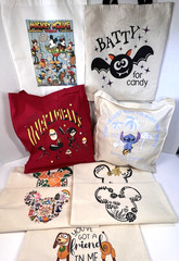 Lot of 9 Unbranded Disney Themed Reusable Fabric Totes