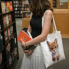 Cute Fox Canvas Tote Bag for Women Fox Lovers, Foxs Gifts, Reusable Grocery S…